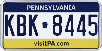 PA license plate KBK8445
