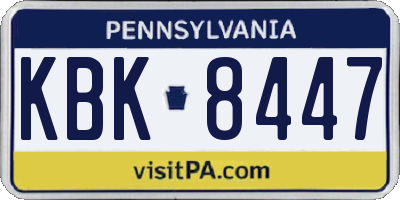 PA license plate KBK8447