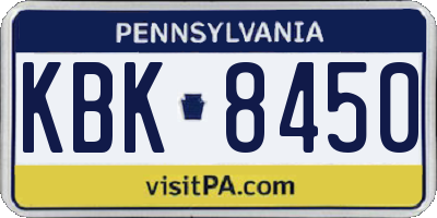 PA license plate KBK8450