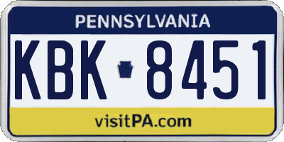 PA license plate KBK8451
