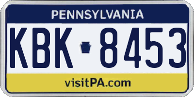 PA license plate KBK8453