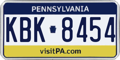 PA license plate KBK8454