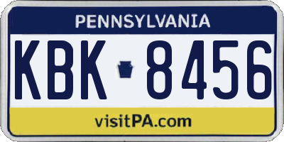 PA license plate KBK8456