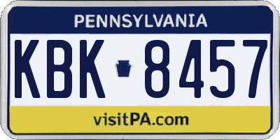 PA license plate KBK8457