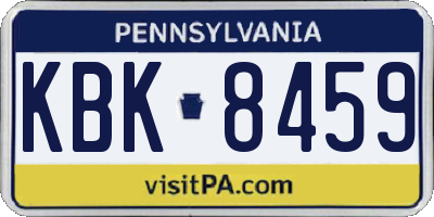 PA license plate KBK8459
