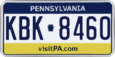 PA license plate KBK8460