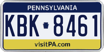 PA license plate KBK8461