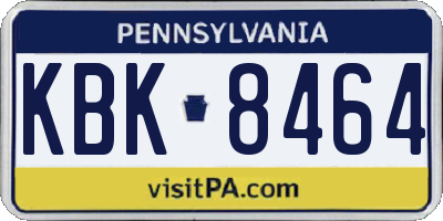 PA license plate KBK8464