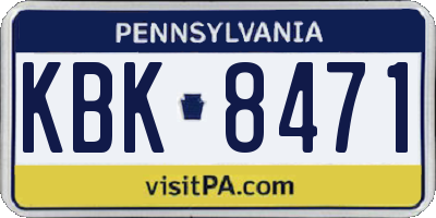 PA license plate KBK8471