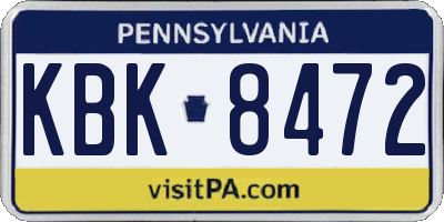 PA license plate KBK8472