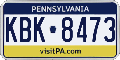 PA license plate KBK8473