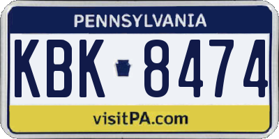 PA license plate KBK8474