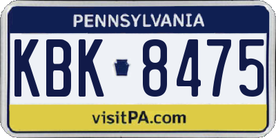 PA license plate KBK8475