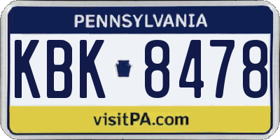 PA license plate KBK8478