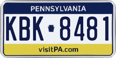 PA license plate KBK8481