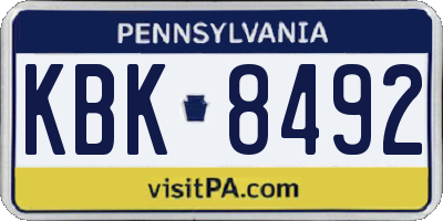 PA license plate KBK8492