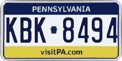 PA license plate KBK8494