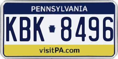PA license plate KBK8496