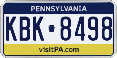 PA license plate KBK8498