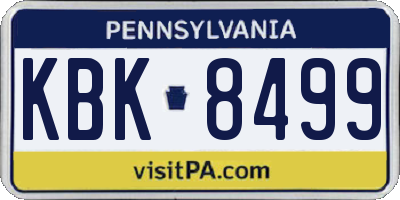PA license plate KBK8499