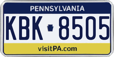 PA license plate KBK8505