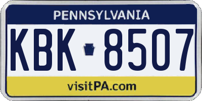 PA license plate KBK8507