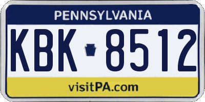 PA license plate KBK8512