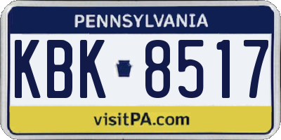 PA license plate KBK8517