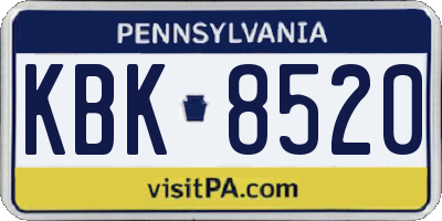 PA license plate KBK8520