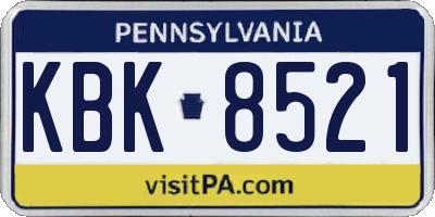 PA license plate KBK8521