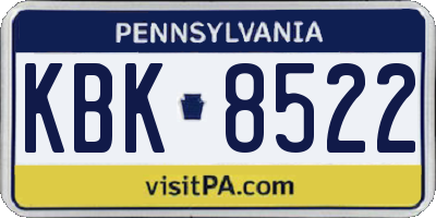 PA license plate KBK8522