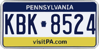 PA license plate KBK8524
