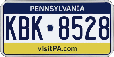PA license plate KBK8528