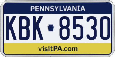 PA license plate KBK8530