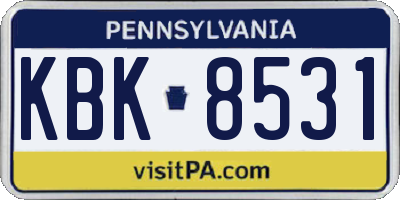 PA license plate KBK8531
