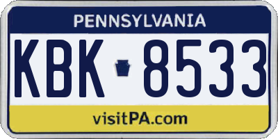 PA license plate KBK8533