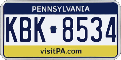 PA license plate KBK8534