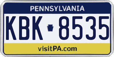 PA license plate KBK8535