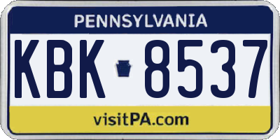 PA license plate KBK8537