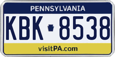 PA license plate KBK8538
