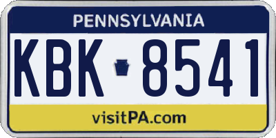 PA license plate KBK8541