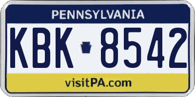 PA license plate KBK8542