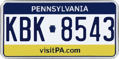 PA license plate KBK8543