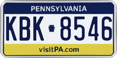 PA license plate KBK8546