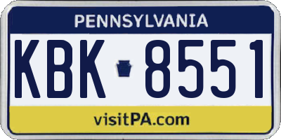 PA license plate KBK8551