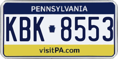 PA license plate KBK8553