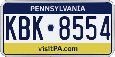 PA license plate KBK8554