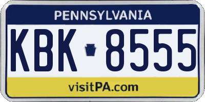 PA license plate KBK8555