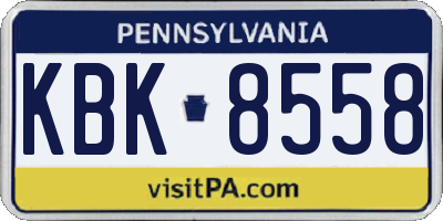 PA license plate KBK8558