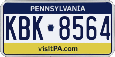 PA license plate KBK8564